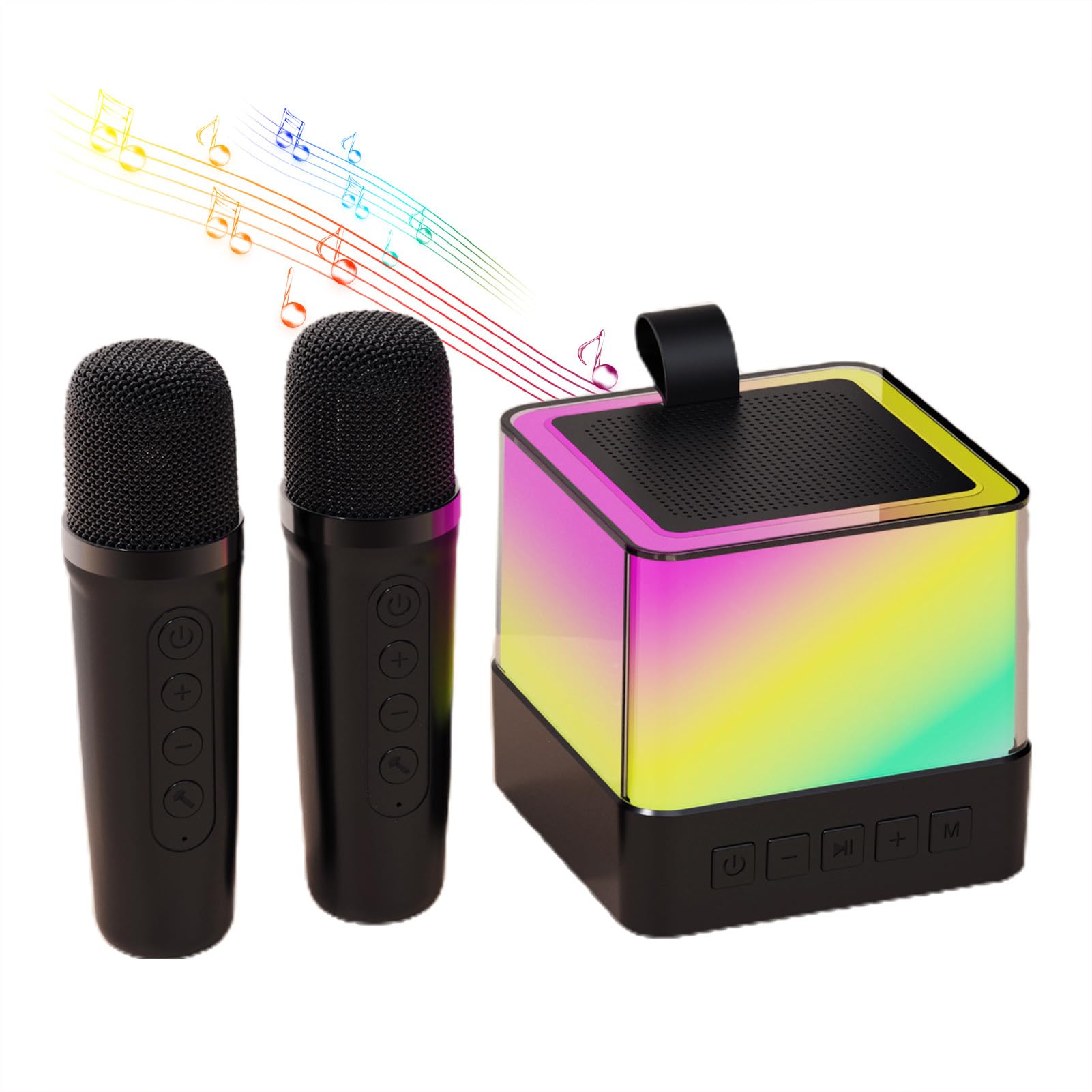 Boxa LED Bluetooth cu 2 microfoane, Negru