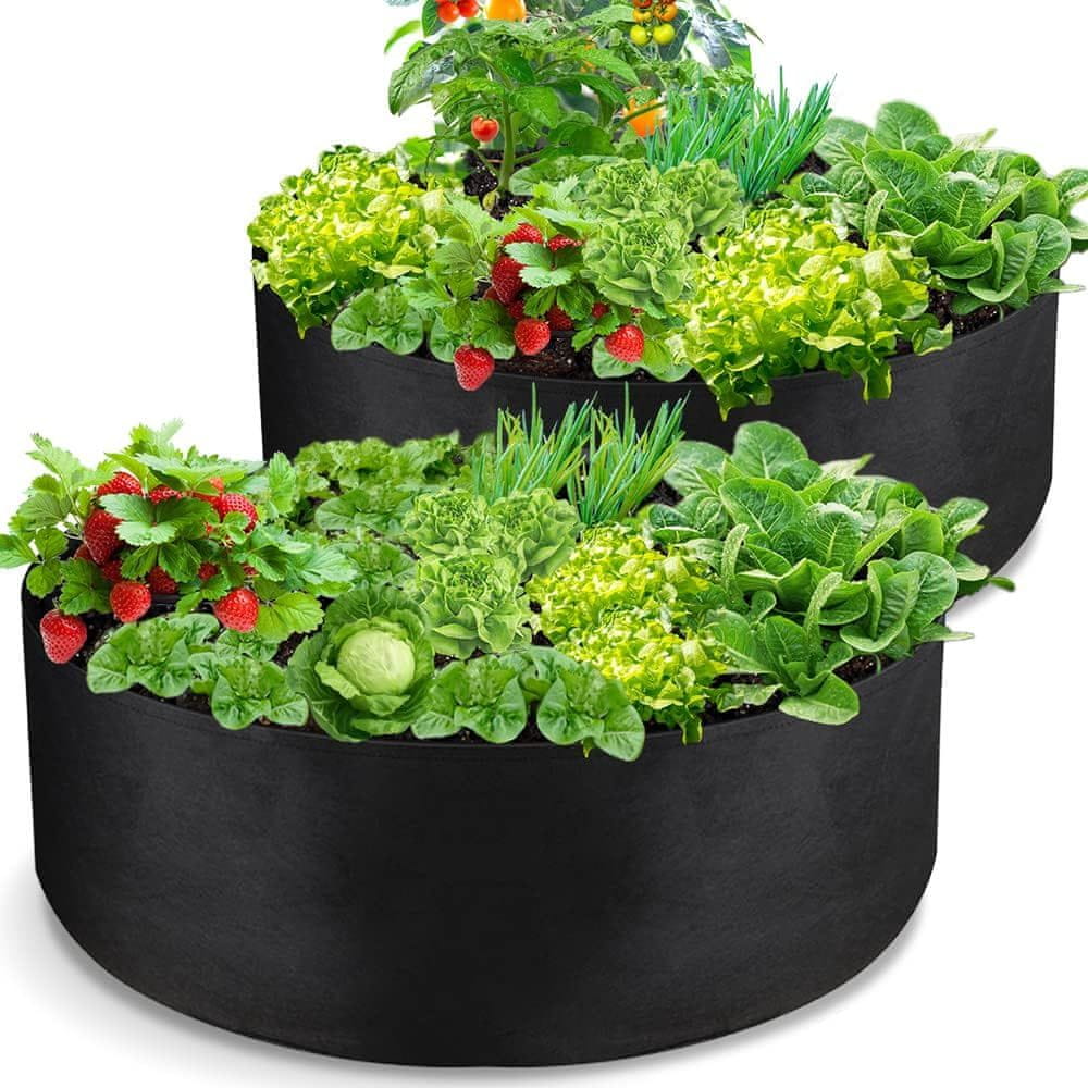 Set 2 x ghiveci reutilizabil plante, textil, diametru 40 cm