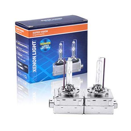 Set 2 becuri Xenon D1S White auto far, suport metalic, 35W