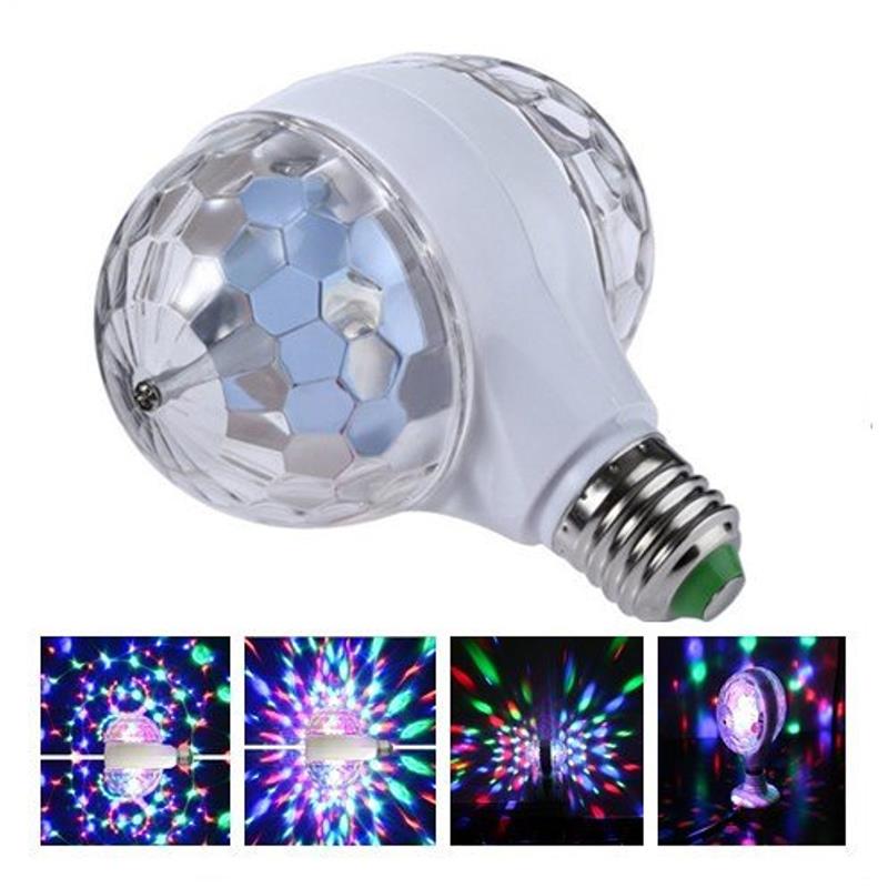 Bec rotativ dublu multicolor cu proiectie de lumini disco, 6W soclu E27