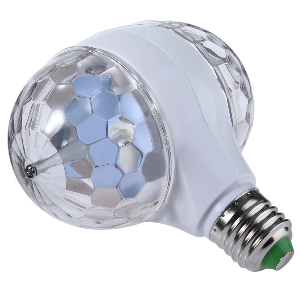 Bec rotativ dublu multicolor cu proiectie de lumini disco, 6W soclu E27