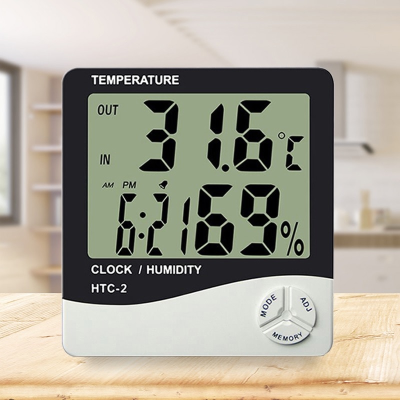 Termohigrometru digital 3 in 1 cu ceas, alarma, calendar - senzor de umiditate