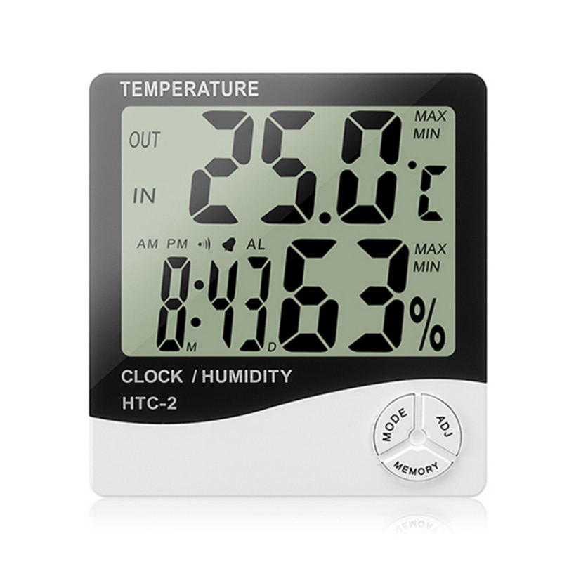 Termohigrometru digital 3 in 1 cu ceas, alarma, calendar - senzor de umiditate