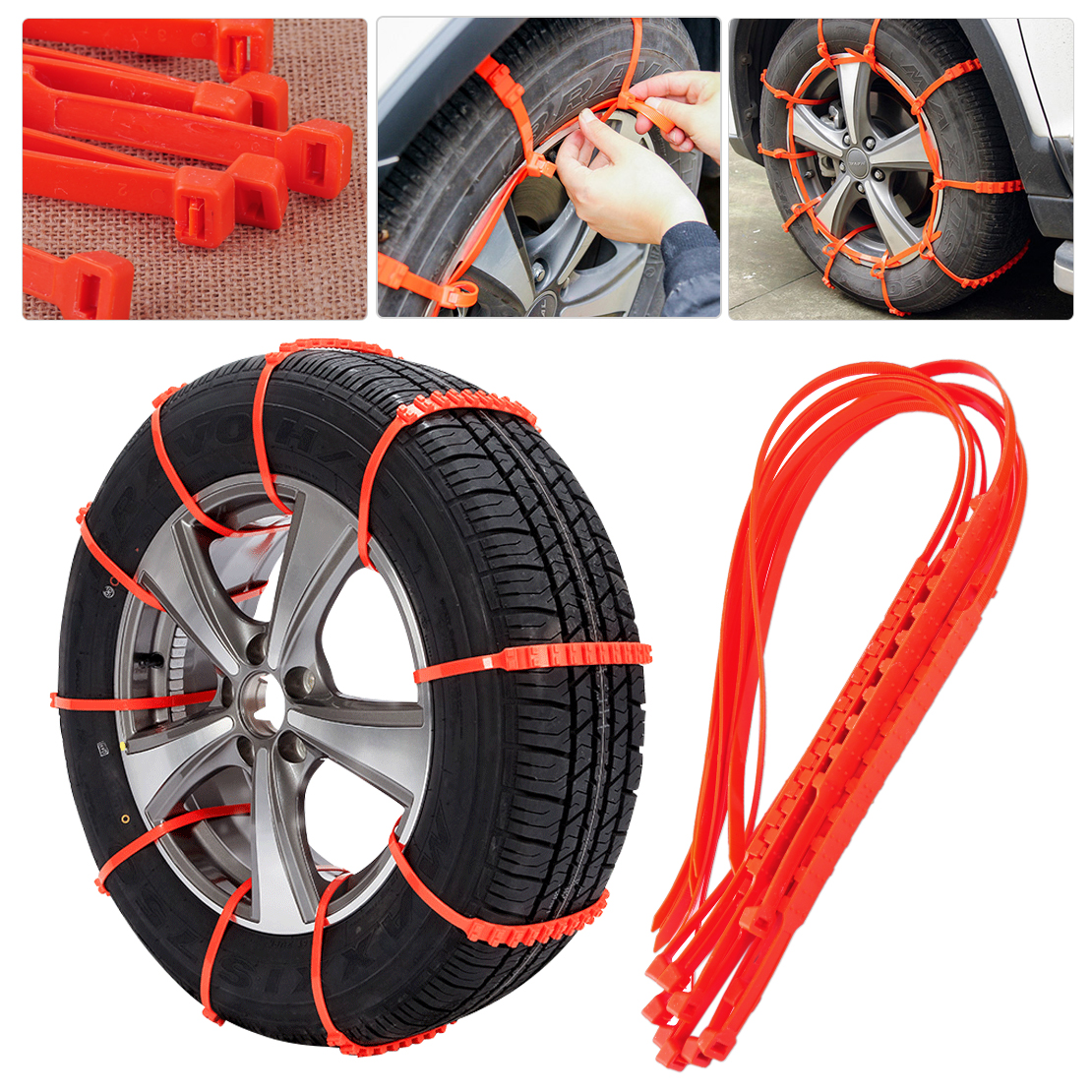 Set 10 coliere auto antiderapante pentru roti R14 - R22