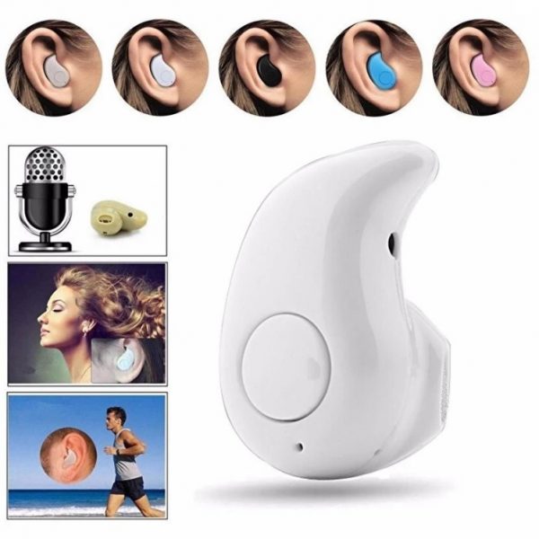 Mini casca Handsfree Bluetooth, design picatura - ALB