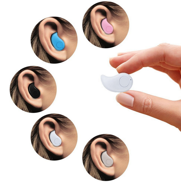 Mini casca Handsfree Bluetooth, design picatura - ALB