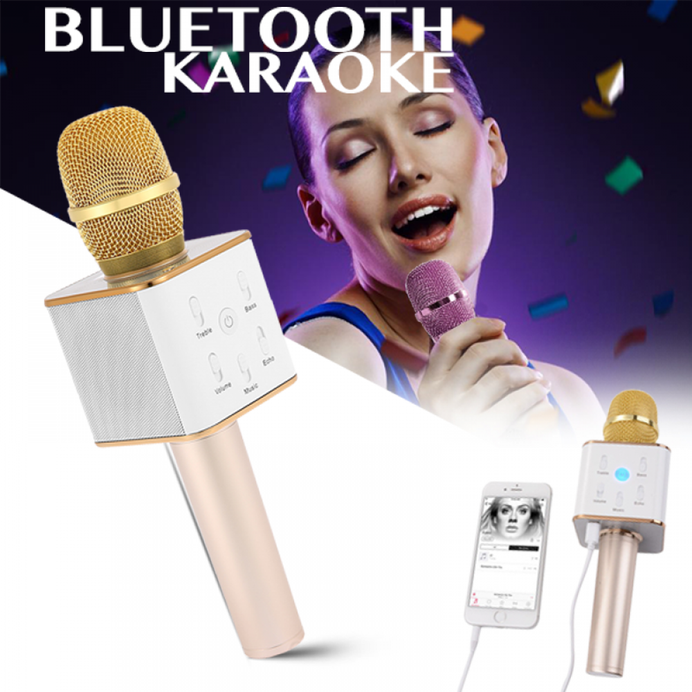 Microfon Karaoke fara fir Q7 Bluetooth portabil cu boxa