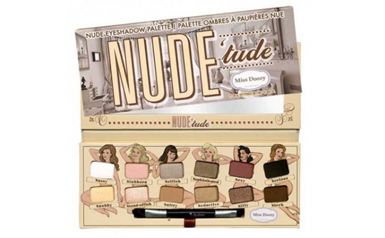 Paleta profesionala Miss Doozy cu 12 farduri Nude Tude