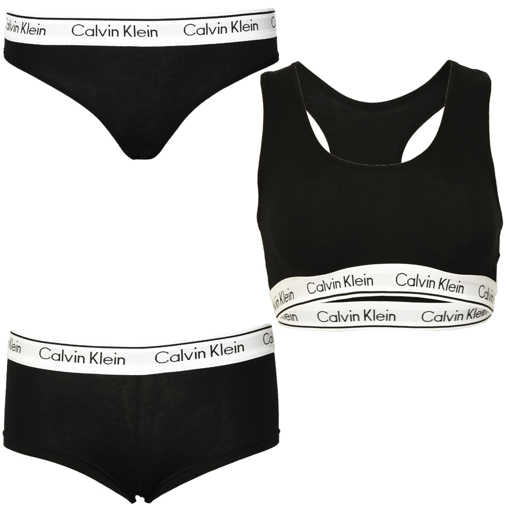 Set 3 piese lenjerie intima Calvin Klein. Culori disponibile: Negru si Rosu