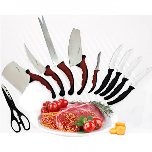 Fii un adevarat Master Chef! Set de 9 cutite + foarfeca universala + suport magnetic