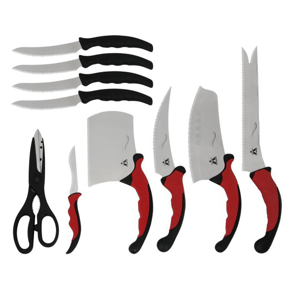 Fii un adevarat Master Chef! Set de 9 cutite + foarfeca universala + suport magnetic