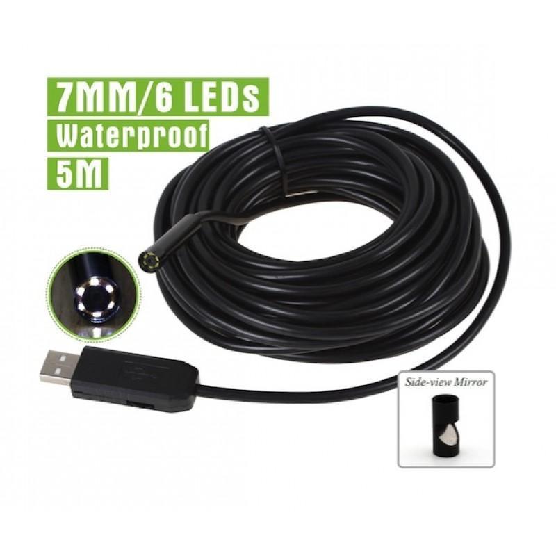 Camera endoscop waterproof foto/video, diametru 7mm, cablu 5M