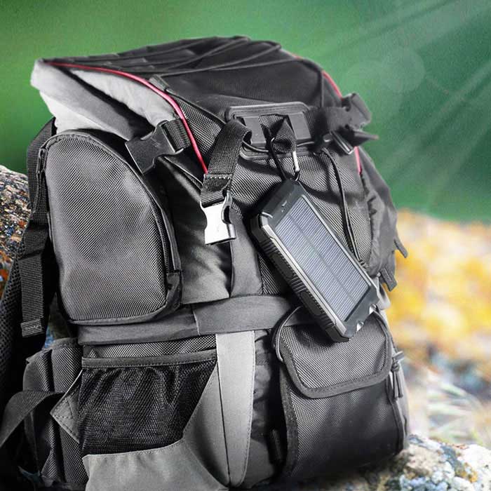 Baterie externa solara Army Waterproof 10000 mAh, 2 sloturi USB, lanterna