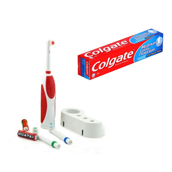 Set complet igiena orala: Periuta electrica dinti 6800 rpm + Pasta dinti Colgate