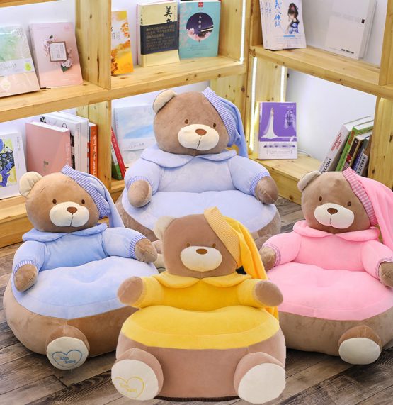 Fotoliu din plus ursuletul Teddy - albastru, roz, galben