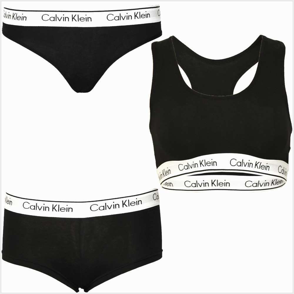 Set 3 piese lenjerie intima Calvin Klein, negru