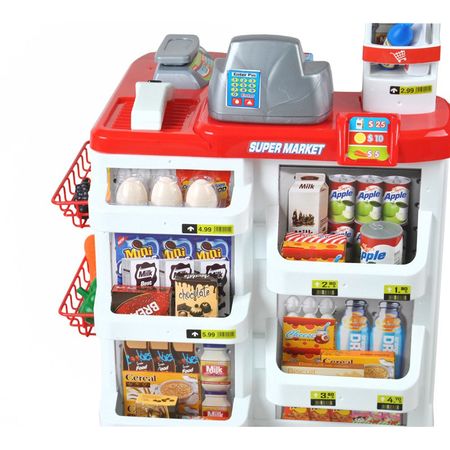 Set de joaca supermarket cu lumini si sunete, 82 cm, 24 accesorii