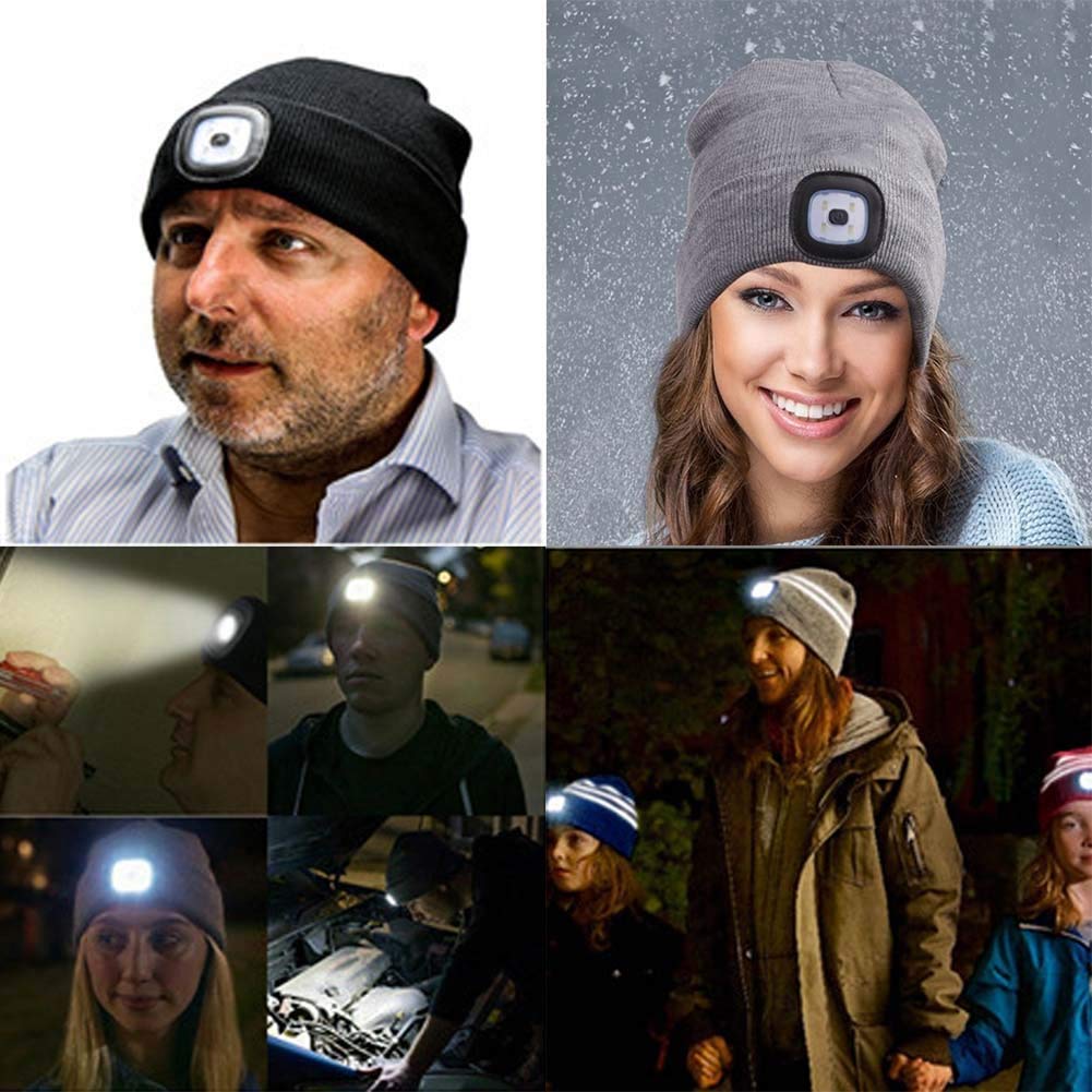 Caciula cu LED reincarcabil si baterie detasabila