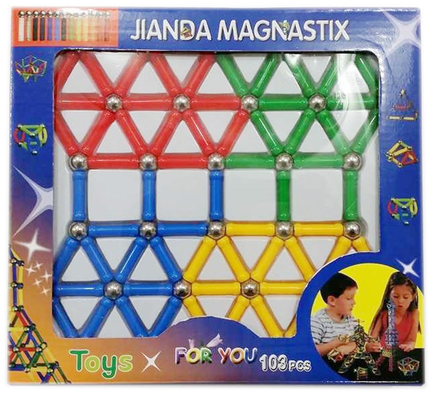 Joc creativ pentru copii, Magnastix 103 piese