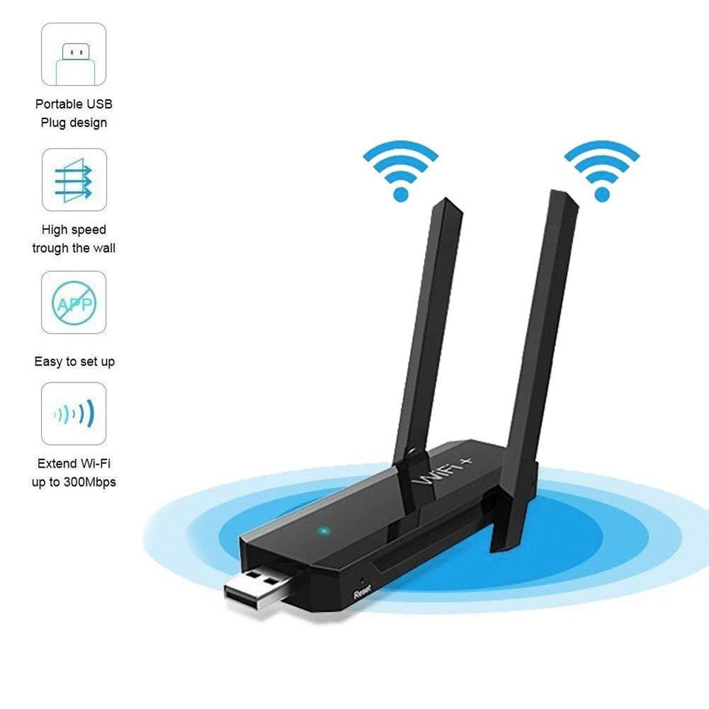 Amplificator de retea Wi-Fi 300Mbps cu conectare la port USB si doua antene