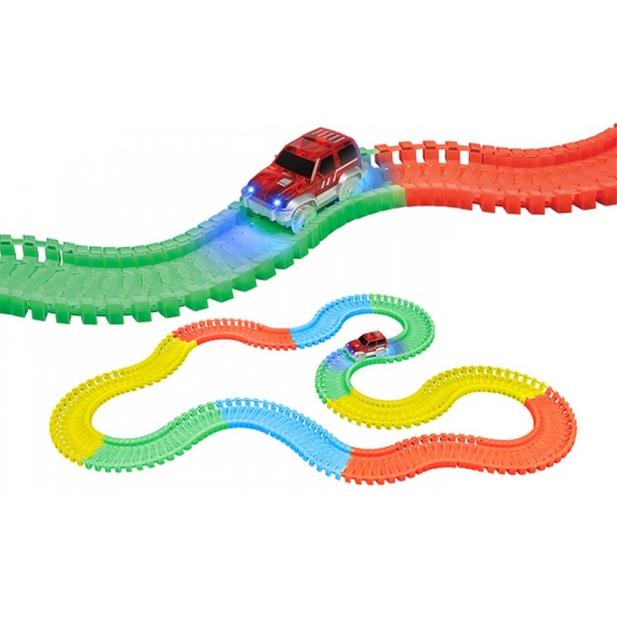 Pista flexibila Magic Tracks 360 piese + 2 masini LED + 1 masina cu telecomanda