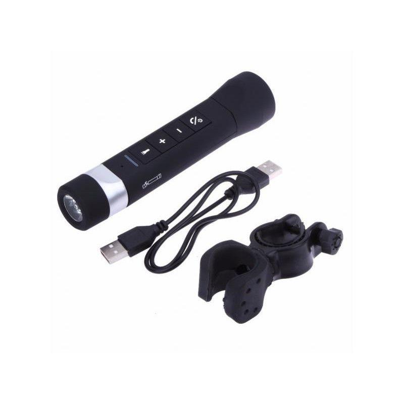 Gadget 3 in 1: Boxa Bluetooth lanterna pentru bicicleta + Card microSD 16 GB