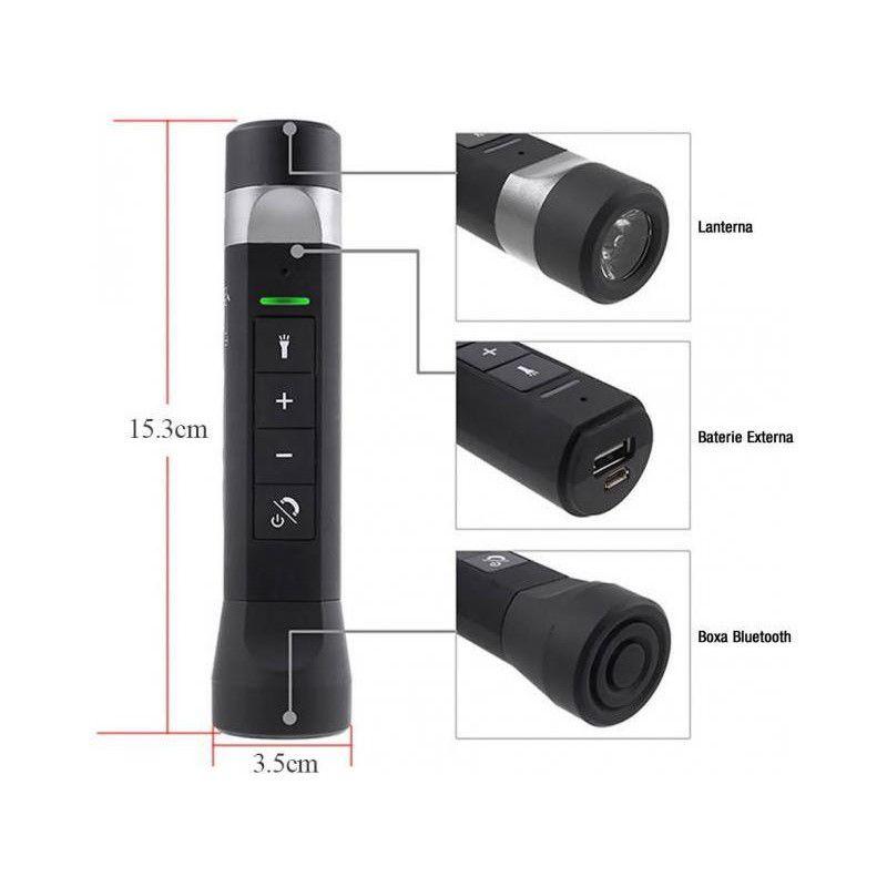 Gadget 3 in 1: Boxa Bluetooth lanterna pentru bicicleta + Card microSD 16 GB