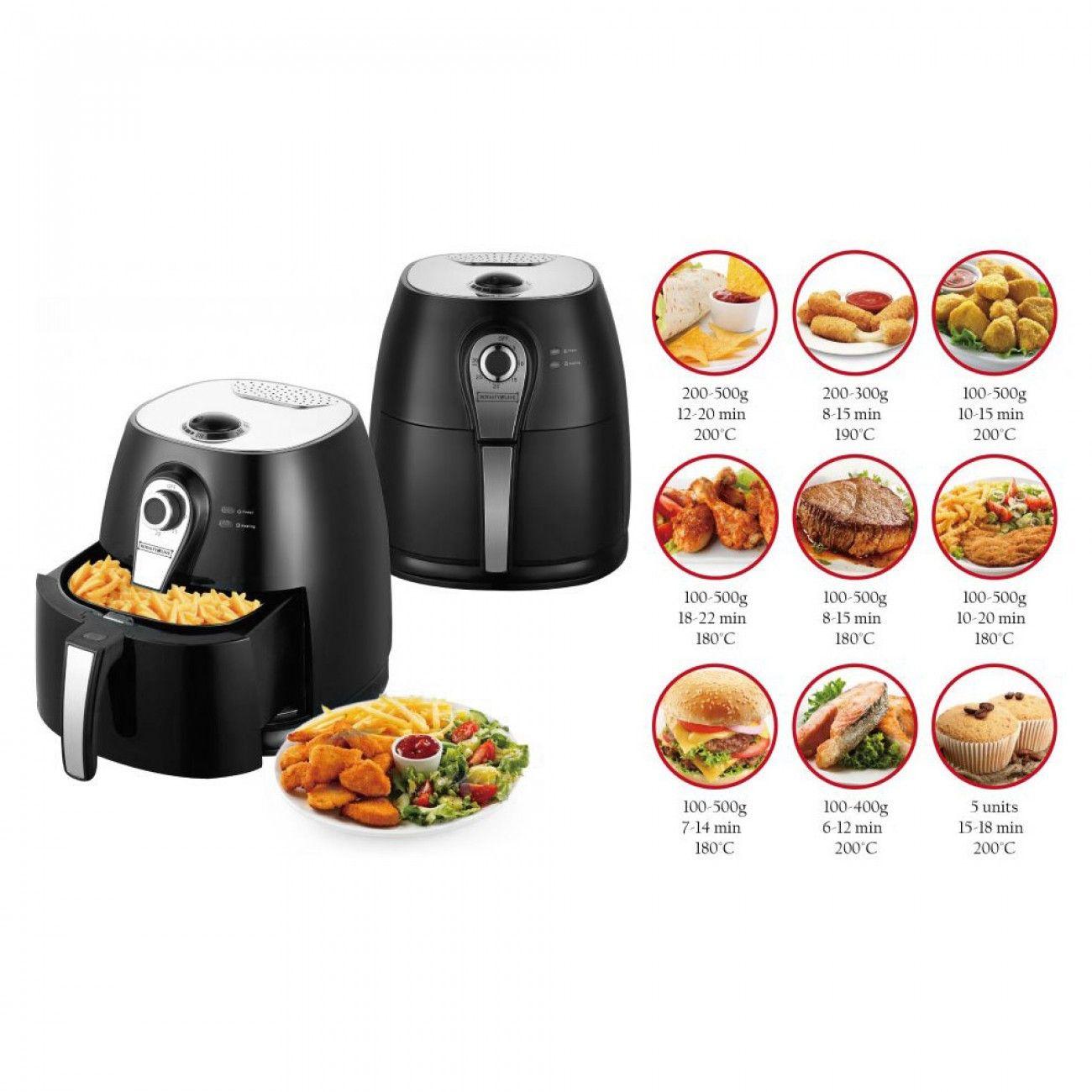 Aparat de gatit cu aer fierbinte Airfryer, 3 litri, Negru
