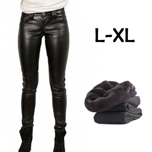 Marimi L-XXL. Colanti imitatie piele cu buzunare + Colanti vatuiti