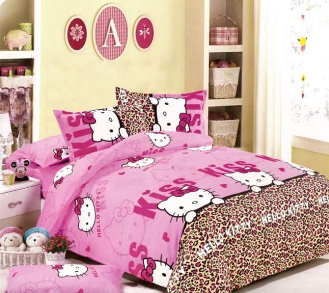 Lenjerie de pat din bumbac cu imprimeu Hello Kitty