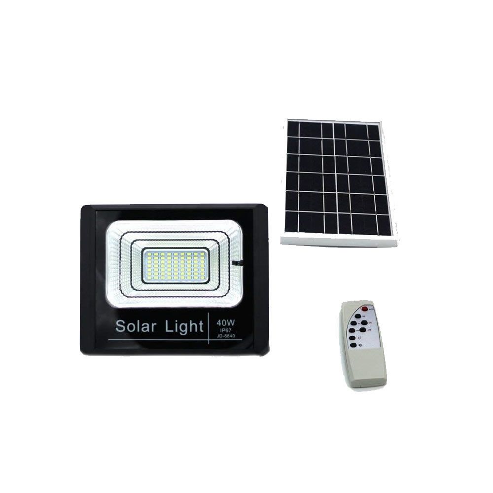 Proiector LED exterior 40W alb rece cu panou solar, Solar Light IP 66