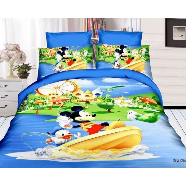 Lenjerie de pat pentru copii cu personaje Disney din bumbac satinat