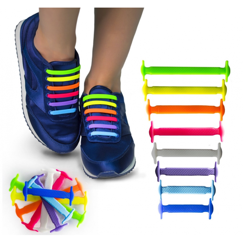2 x Set 16 sireturi multicolore elastice din silicon