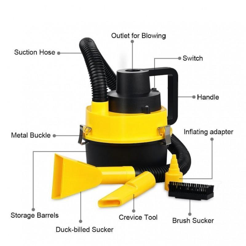 Aspirator auto 12V 100W, pentru aspirare uscata si umeda