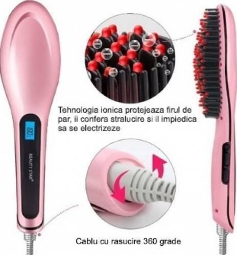 Perie de indreptat parul Straight Brush cu ioni si afisaj LCD