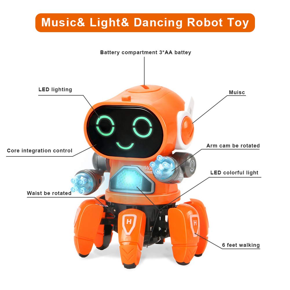 Jucarie Robot AKU interactiv, merge si danseaza, lumini LED, sunete, melodii