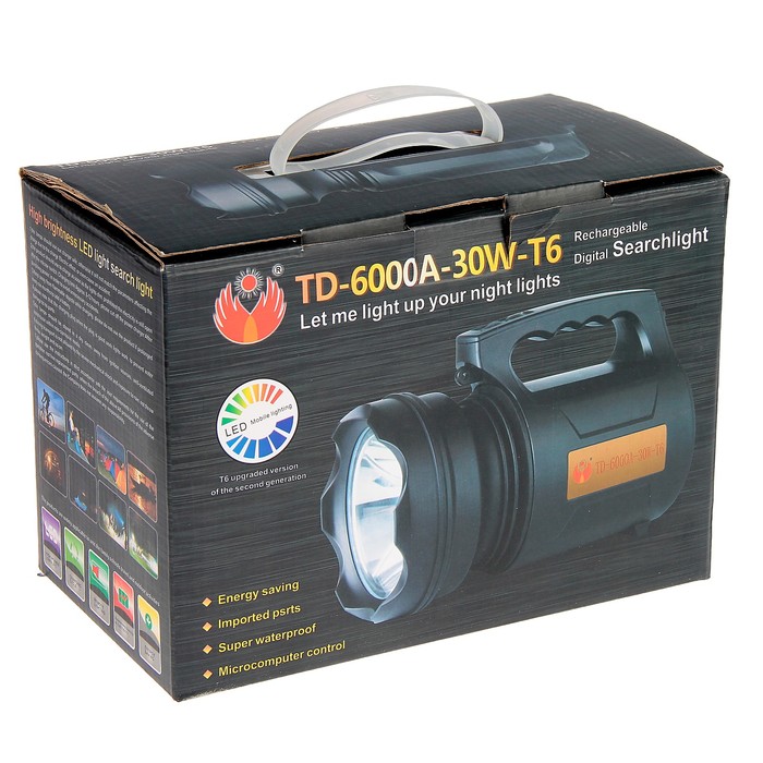 Lanterna puternica 30W LED, acumulator, faza lunga si scurta, 1800 lumeni