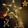 Instalatie Craciun - perdea luminoasa ploaie 12 stele, alb cald