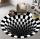 Covor alb/negru cu iluzie 3D, diametru 90 cm