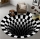 Covor alb/negru cu iluzie 3D, diametru 90 cm