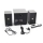 Boxe cu amplificator si cutie difuzoare din lemn, 2.1, 2x3W, Negre