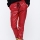 Pantaloni casual din piele ecologica cu elastic in talie, Rosu