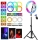 Lampa circulara Color 30 cm, Ring Light LED RGB, Trepied 210 cm