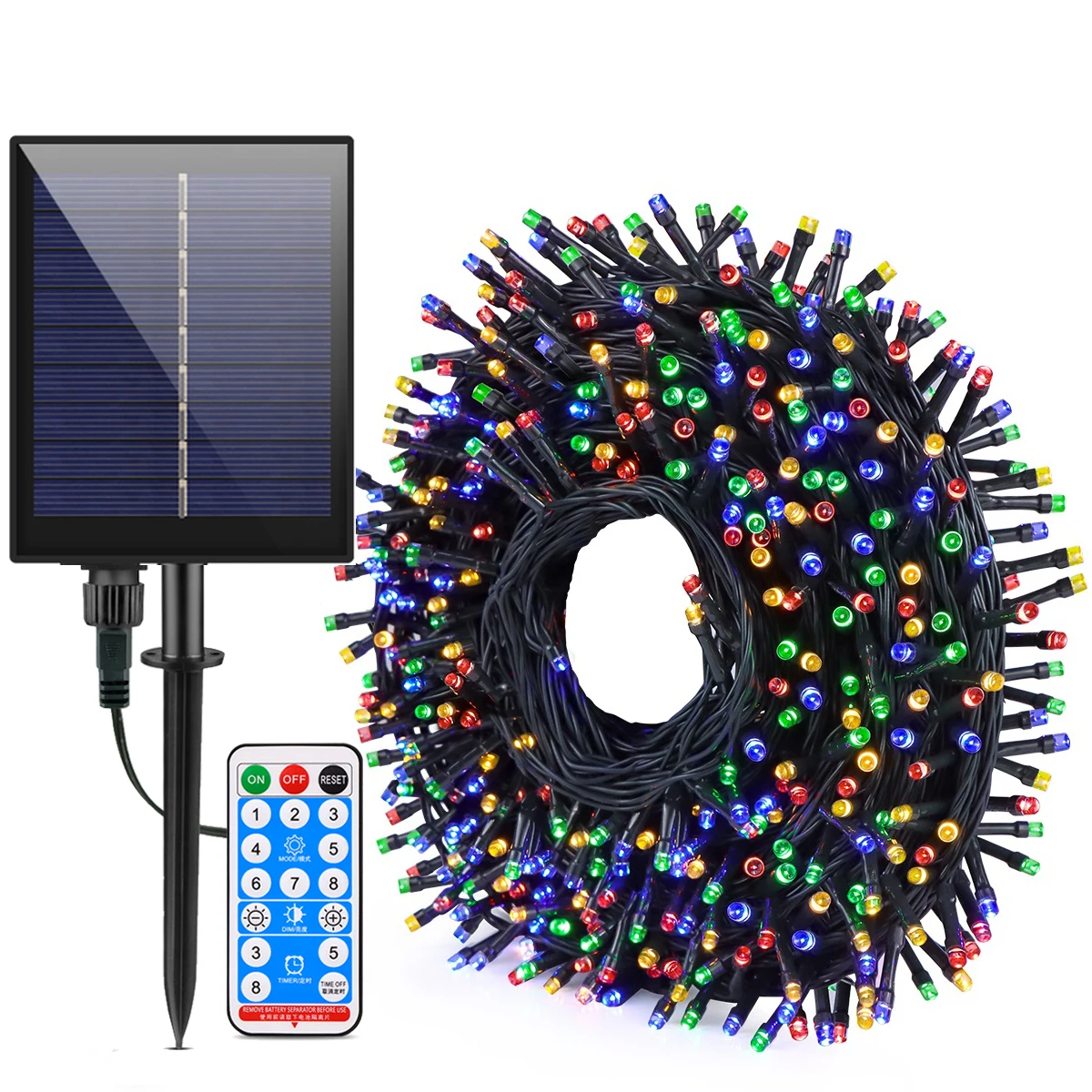 Instalatie solara 1000 LED, 100 M, Multicolor