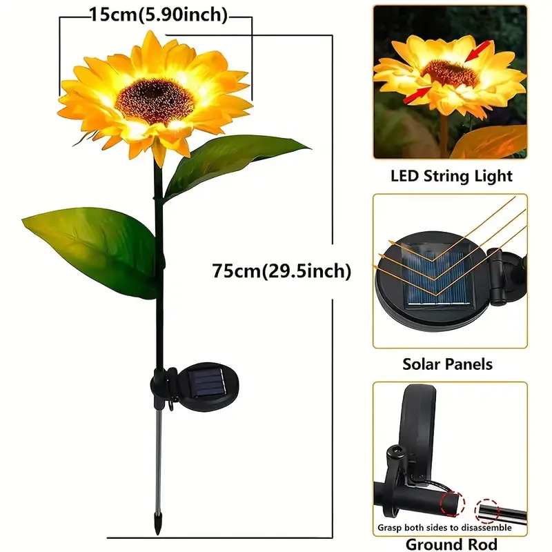 Set 2 x lampa solara, Floarea Soarelui