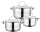 Set 3 oale mari cu capac, Inox, 16/18/20 cm