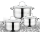 Set 3 oale mari cu capac, Inox, 16/18/20 cm