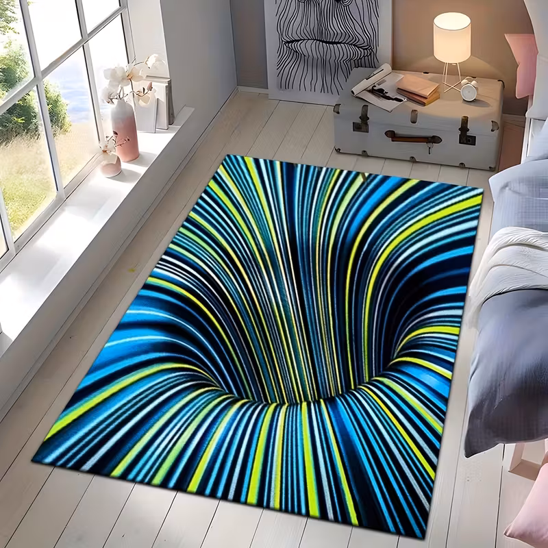 Covor 3D 80 x 120 cm, lavabil, antiderapant, Albastru