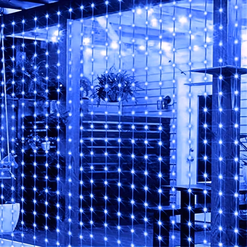 Instalatie perdea interconectabila 9x1 Metri, 360 LED, Albastru