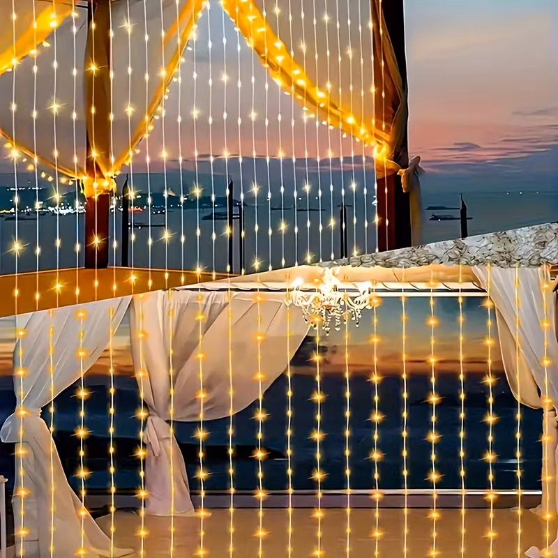 Instalatie perdea interconectabila 9x1 Metri, 360 LED, Alb cald